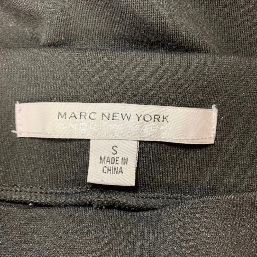 Small Marc New York Moto Black Leggings Gold Logo Stretch 4 6 Opaque - Picture 6 of 7